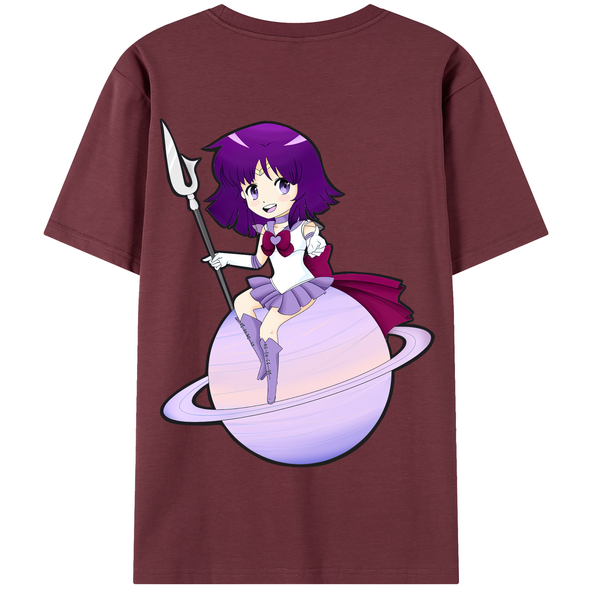 （画像用） 美少女戦士セーラームーン 土萠ほたる Sailor Moon Tomoe Hotaru （セーラーサターン；Sailor Saturn） 綿100％半袖Tシャツ（背面プリント）